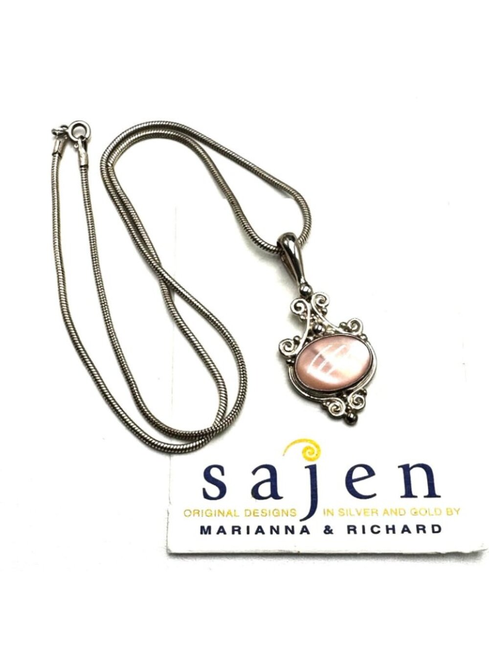 Sajen Pink Gemstone Pendant Sterling Silver 16 Inch Chain Necklace